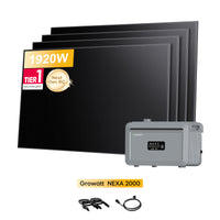 Système de stockage tout-en-un Growatt NEXA 2000 pour centrales solaires de balcon, avec 2 modules solaires bifaciaux JA Solar de 450 W, par Powerness