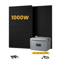 Growatt NEXA 2000 All-in-One Opslag voor Balkon-Zonnepanelen, met 2 x 500W Bifaciale Zonnepanelen, by Powerness