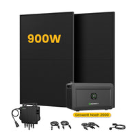 Centrale solaire de balcon Growatt NOAH 2000 avec stockage, 2048/4096/6144/8192 Wh, modules solaires bifaciaux 890/1000/1780/2000 W 