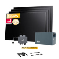 TSUN DCU2000Lite Solarspeicher für Balkonkraftwerke, mit 4 x 480Wp Sunpro BC Bifazial Full Black Solarmodul, by Powerness
